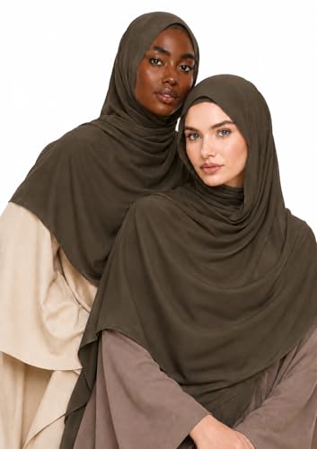 Premium Breathable Modal Cotton Hijab for Women, Lightweight, Non-Slip, Soft & Elegant Scarf for Everyday Wear - color: Mocha Taupe