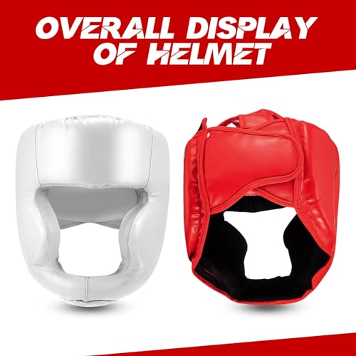 Jenaai 3 Pack Boxing Headgear Adjustable Padded Safety Head Guard MMA Training Sparring Kickboxing Muay Thai Martial Art Karate Taekwondo Helmet Gift for Valentines Adult Men Women - color: Black, Red, White