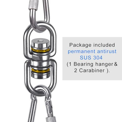 SELEWARE Heavy Duty Bearing Swing Swivel, 360° Rotation Hanging Accessory | Quiet Smooth Rotation, Supports Up to 1200LB, Quick Connect Buckles, 2 Pack for Swings, Hammocks, Tire Swings and Heavy Bags - color: 2 Pack Swivel (E) With 4 Carabiners
