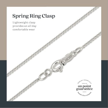 KEZEF 18K Gold Plated 925 Sterling Silver Box Chain Necklace for Women, 1mm Thin & Sturdy Italian Chain Necklace, Rose Gold & Silver Available, 15/16/18/20/22/24/30 Inch - color: Sterling Silver, size: 19 Inch