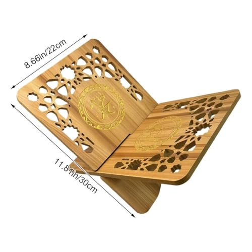 Wooden Book Stand Quran Bible Book Holder Muslim Bookshelf Magazine Display Holder for Ramadan Decorations