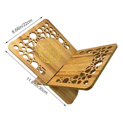 Wooden Book Stand Quran Bible Book Holder Muslim Bookshelf Magazine Display Holder for Ramadan Decorations