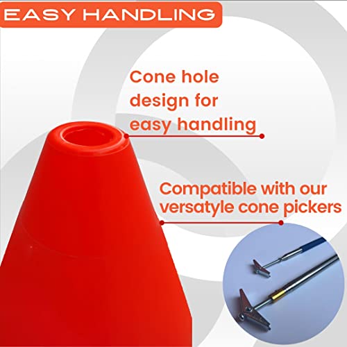 Versatyle Heavy Duty Agility Training Cones (2 in, 6 in, 9 in, 12 in, 28 in) for Sports, Kids Coaching, Multipurpose Field Marker Cones, Soccer, Basketball Drills, Bike, Motorcycle, Traffic Training - style: 6in, Orange