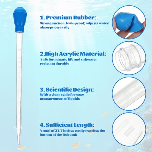 Aquarium Cleanings Dropper, Turkey Baster, Extra Long Blue Siphon for Fish Tank Aquariums Gravel Cleaner, Fishs Tanks Cleaning Tools for Fish Tank Cleaning, Waste Remover for Aquarium
