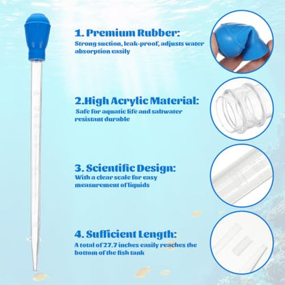 Aquarium Cleanings Dropper, Turkey Baster, Extra Long Blue Siphon for Fish Tank Aquariums Gravel Cleaner, Fishs Tanks Cleaning Tools for Fish Tank Cleaning, Waste Remover for Aquarium