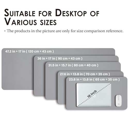 Leather Desk Mat - Small Non-Slip PU Desk Pad for Office and Home - Desk Organization and Accessories - Ideal for Large Mouse Pad and Small Desk Mats on Top of Desks (Dark Gray,23.6"x 13.8")