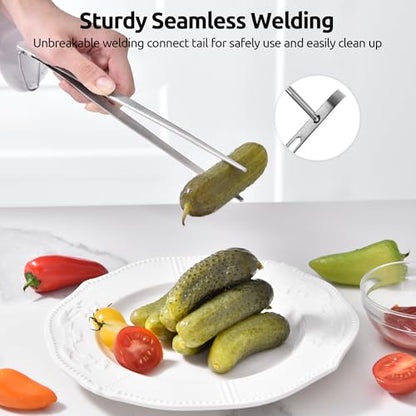 U-Taste 10in Kitchen Cooking Tweezer: 18/8 Stainless Steel Food-Grade Metal Food Tong, Seamless-Welding, Sturdy, Flexible and Non-Slip for Pasta Salad Serving, Grilling, Frying, Baking (Pointed Tip) - size: 10in (pointed tip)