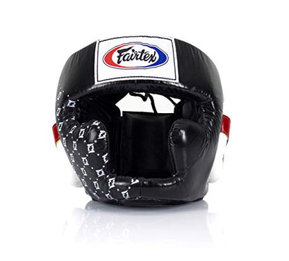 Fairtex Muay Thai & Boxing Headgear | Protective Sparring Head Guard with Adjustable Straps, Multi-Layer Padding, Enhanced Vision & Coverage - color: HG10 Black Lace-up, size: Medium