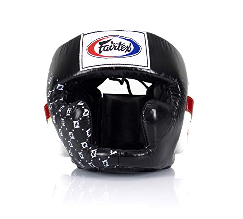Fairtex Muay Thai & Boxing Headgear | Protective Sparring Head Guard with Adjustable Straps, Multi-Layer Padding, Enhanced Vision & Coverage - color: HG10 Black Lace-up, size: Large