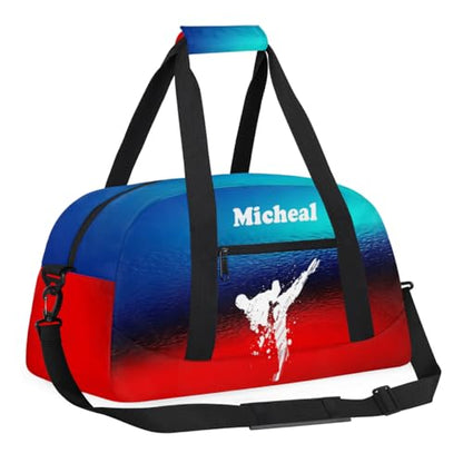 Personalized Martial Art Bag Duffel Bag for Girls, Custom Taekwondo Karate Bag Overnight Bags for Travel Weekender Practice White - color: Option 1