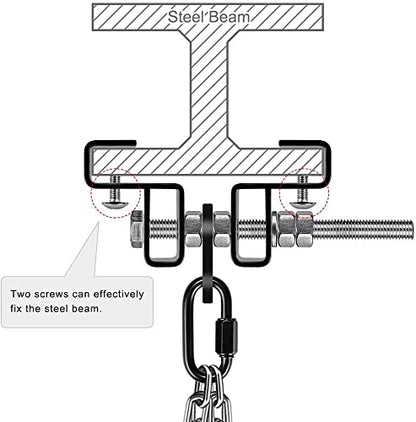 Punching Bag Hanger for I Beam 880 LBs Capacity Heavy Bag Mount Width Adjustable Boxing Bag Holder & Steel Beam Clamp for Beam - color: Hanger & Carabiner(1 Pack)