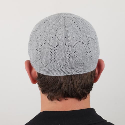 FIRASET Muslim Kufi Hats for Men, 2 Pcs, Velvet Crochet Islamic Prayer Cap, Stretchable & Breathable Knit Skull Beanie, Taqiyah Takke Peci, Ramadan Eid Islamic Gifts, Standard Size at Amazon Men’s Clothing store
