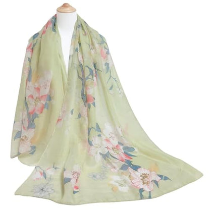 GERINLY Lightweight Scarves Fashion Print Cotton Feel Scarf for Women Shawl - color: Z-lightgreen
