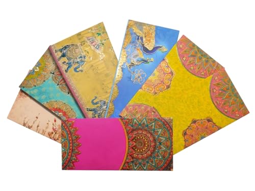 Eligent Traditional Designer Shagun Envelopes Pack of 12 Indian Wedding Gift Envelopes for Cash –7.5" x 3.8 | Decorative Money Holders for Special Occasions–Money Gift Covers for Raksha Bandhan