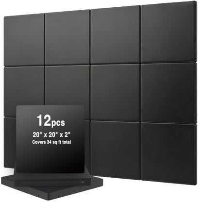 12 Pack Golf Wall Padding, 20" x 20" x 2", Indoor Golf Simulator Padding Panels, High Density Foam and PU Surface, for Impact Protection, Noise Reduction, Ideal for Gym, Garage, Playroom, 48 Straps - size: 20" x 20" x 2"