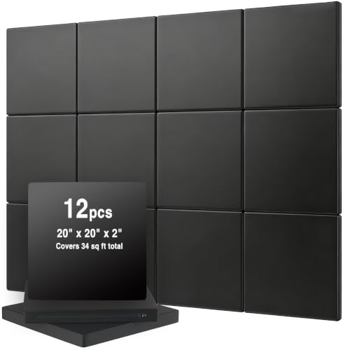 12 Pack Golf Wall Padding, 20" x 20" x 2", Indoor Golf Simulator Padding Panels, High Density Foam and PU Surface, for Impact Protection, Noise Reduction, Ideal for Gym, Garage, Playroom, 48 Straps - size: 20" x 20" x 2"