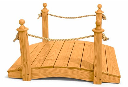 4 FT Oak Amish Rope Rail Garden Bridge, Pinewood - size: 4 FT Bridge & Rope