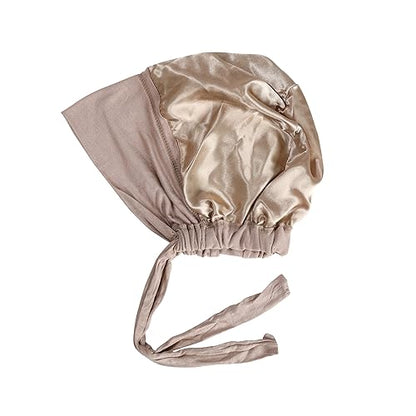 Women Under Hijab Cap Islamic Underscarf Turbans for Women Solid Color Hijab Bonnet Caps Muslim Scarf Inner Cap - color: Navy+light Khaki