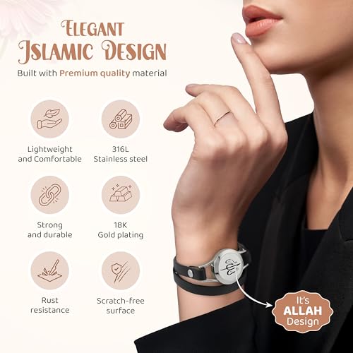 SHAHADA & Allah Bracelet AromatherapyOil Arabic Jewelry for Women–Perfect Ramadan & Islamic Gifts with Allah Pendant - color: ALLAHSilver