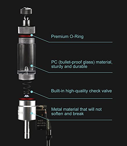 CO2 Bubble Counter with Solenoid Valve and Check Valve for CO2 Generator Regulator Planted Aquarium Quick-Plug Connection - color: Quick-Plug connection with Bubble Counter
