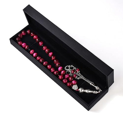 TAS B Tasbih Prayer Beads 33 Pink Tiger Eye Stone (33 Beads - 10 mm) - Masbaha Muslim Rosary - Zikr, Dhikr Subha - Chapelet - Tasbeeh - Islamic Gifts for Women - Handmade Sibha - Eid Gifts