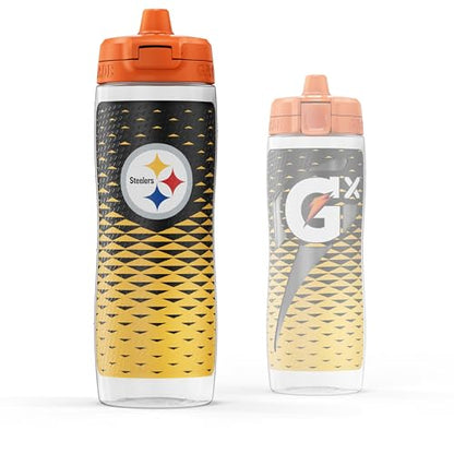 Gatorade Gx NFL Non-Slip Squeeze Bottles, 30 fl oz, Gx Hydration System - color: Pittsburgh Steelers