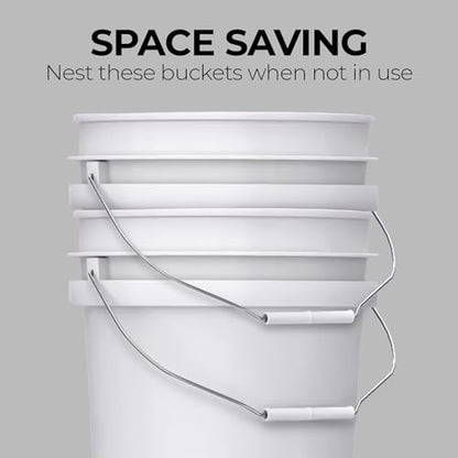 3.5-Gallon White Bucket Pail Container with Lid | Food Grade | Heavy-Duty Approx 90 MIL Extra Durable | Metal Handles with Plastic Grip | Multi-Use | Easy Stack and Store | BPA Free - 2 Pack - color: White - 3.5 Gallon, size: 2 Packs