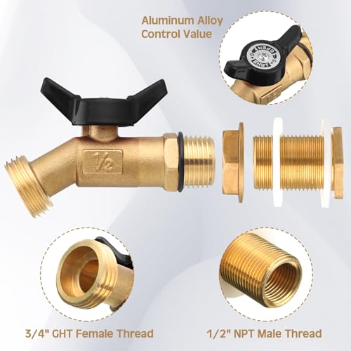 JaGely 3 Sets Brass Rain Barrel Spigot Kit with Heavy Duty Bulkhead Fitting Quarter Turn Ball Valve Rain Barrel Faucet for Aquariums, Water Tanks, Tubs, Pools(Black) - color: Black