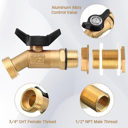 JaGely 3 Sets Brass Rain Barrel Spigot Kit with Heavy Duty Bulkhead Fitting Quarter Turn Ball Valve Rain Barrel Faucet for Aquariums, Water Tanks, Tubs, Pools(Black) - color: Black