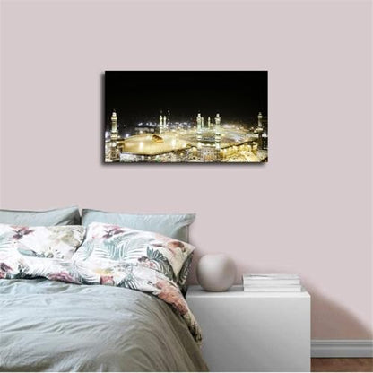 Islamic Canvas Wall Art Print Pilgrimage To Mecca Poster on Canvas Art Print, Wall Art for Living Room, Bedroom, Home Corridor Apartment Decor (08x12inch Unframed) - size: 08x12inch Unframed