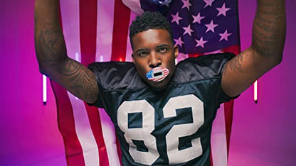 Shock Doctor Lip Guard, Adult and Youth Mouth Guard Football with Strap, Breathable Wide Opening Football Mouthpiece for Youth and Adults OSFA, Shock Doctor Mouth Guards, Max Airflow - color: Stripes