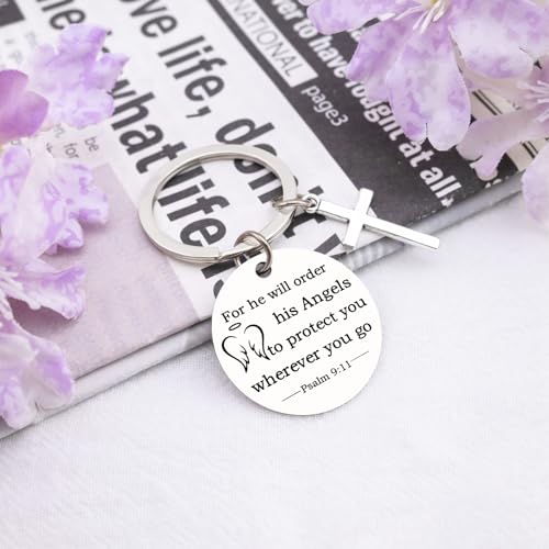 Baptism Gifts For Boys Keychain Bible Verse Gifts Cross Keychain For Men Bible Accessories Women For He Will Order His Angels To Protect You Wherever You Go Faith Gift Christian Keychains