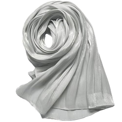 Women Premium Hijab Head Scarf Lightweight Shimmer Scarves Crepe Wedding Shawls and Wraps for Evening Dresses Shiny - color: Grey 8#