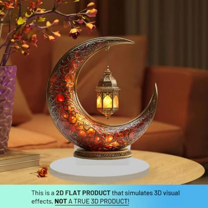 Mosque Moon Lantern, Ramadan Eid Mubarak Ornaments, 2D Crescent and Lantern Acrylic Tabletop Ornament, Ramadan Festival (#1) - color: #1