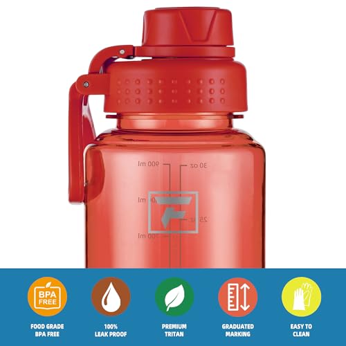 Fanhaw 32 oz Clear BPA-Free Tritan Water Bottle with Fast-Flow Spout Lid, BPA-Free & Leak-Proof Wide-Mouth Reusable Bottle for Gym, School & Office, Back to School Essentials (Red) - color: Red