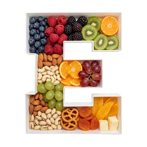 10 Inch Plastic Fillable Letter for Charcuterie, Party Table Centerpiece, Waterproof (E Style) - style: E Style
