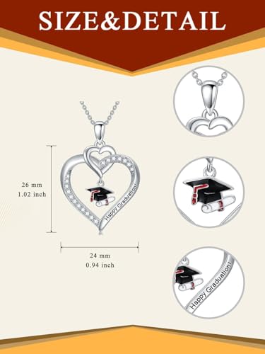 Graduation Gifts for Women 925 Sterling Silver Compass/Graduation/Vet/Cross/Stethoscope Necklace for Women - color: Graduation-2025-2