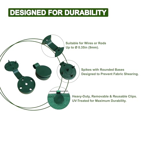 Shade Cloth Plastic Clips, UV Treated | 200 Pack, Color Green - color: Green, size: 200 Pack