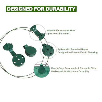 Shade Cloth Plastic Clips, UV Treated | 200 Pack, Color Green - color: Green, size: 200 Pack