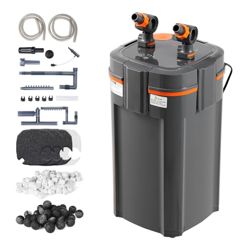 VEVOR Aquarium Filter 317GPH, 4-Stage Canister Filter 75-100 Gallon, Ultra-Quiet Internal Aquarium Filter with UV Protection, Submersible Power Filter with Multiple Function for Fish Tanks, 12W - size: 317GPH-UV