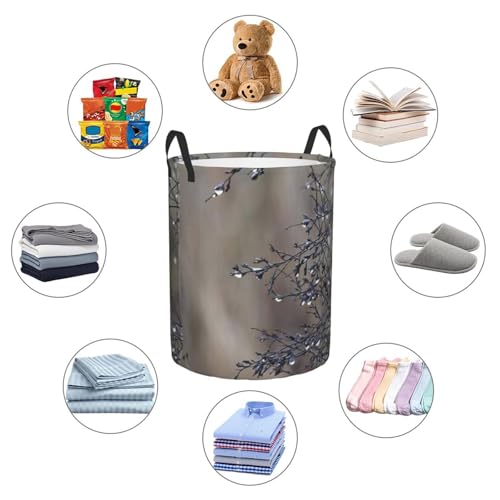 Botanical Creative Dew Drop Plant Nature Round Waterproof Oxford Cloth Laundry Basket Multi-Purpose Storage Basket Toys Books Clothes Storage Basket - color: Black 4