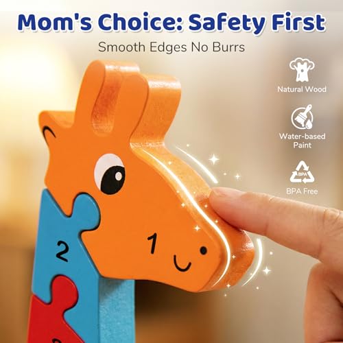 LovesTown Puzzle for Kids, Wooden, 3D Giraffe Shape - size: Medium, style: Giraffe