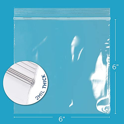 Clear Plastic Zip Sandwich Bags - Bulk GPI Case of 1000 6" x 6" 2 mil thick, Strong & Durable RECLOSABLE Poly Baggies With Resealable Zip Top Lock For Travel, Storage, Packaging & Shipping. - size: 6" x 6"