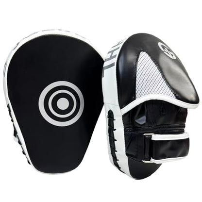 Boxing Pads Curved Punching Focus Mitts Sparring Gear for Boxing,MMA,Muay Thai,Martial Arts Training Equipment，Red/Black,2PCS - color: BLACK