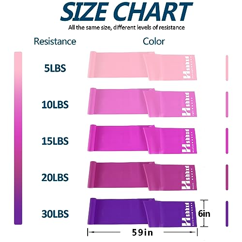 Resistance Bands Set for Physical Therapy, Rehab, Yoga and Pilates | Latex-Free elastic exercise bands suitable for rehab, yoga, Pilates, gym workouts, stretching, and home exercise - color: Gradient Pink 5-80lbs