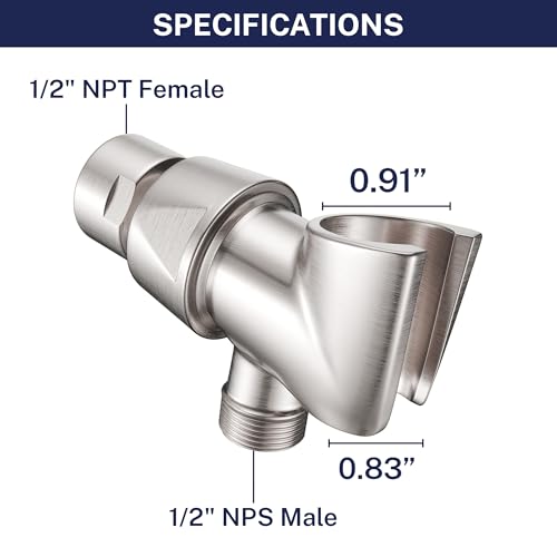HammerHead Showers® Solid Metal Handheld Shower Head Holder - Brushed Nickel - Adjustable Shower Wand Holder with Universal Wall Hook Bracket and Brass Pivot Ball - Hand Held Shower Head Holder - color: Brushed Nickel