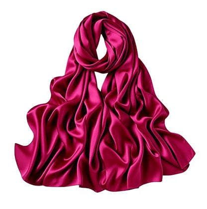 Lina & Lily Luxury Satin Hijab Head Scarf Shawl Wrap for Muslim Women Extra Long - color: Hot Pink