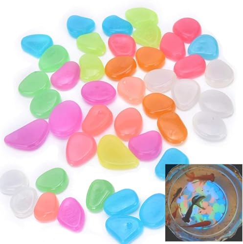Oubest Glow in The Dark Pebbles/Glow Stones/Glowing Rocks Blue Decor for Garden/Fish Tank/Aquarium/Walkway/Driveway/Plant Pots/Bonsai (200, Multi-Colored) - color: multi-colored