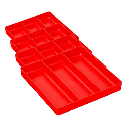 Ernst Tool Garage Organizer Tray, Red, 3-Compartments (Pack of 4) - color: 레드, size: 3-Compartments