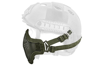 DLP Tactical Quick Release Mesh Steel Face Mask for ARC Rail Equipped Fast/ACH/MICH Combat Helmet - color: Green